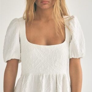 Cream Puff Sleeve Square Neck Sundress